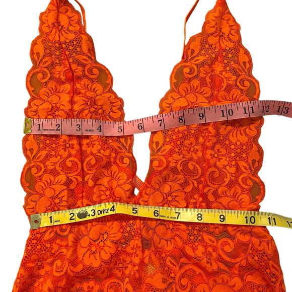 WE ARE HAH Comin In Haht Lace Bodysuit Burnt Orange Pumpkin Spice XS - Picture 9 of 12